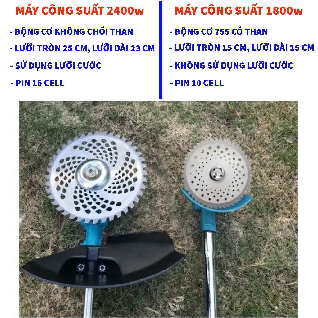 Máy cắt cỏ chạy pin KHÔNG CHỔI THAN, máy cắt cỏ cầm tay mini công suất lớn, có kèm lưỡi cước.