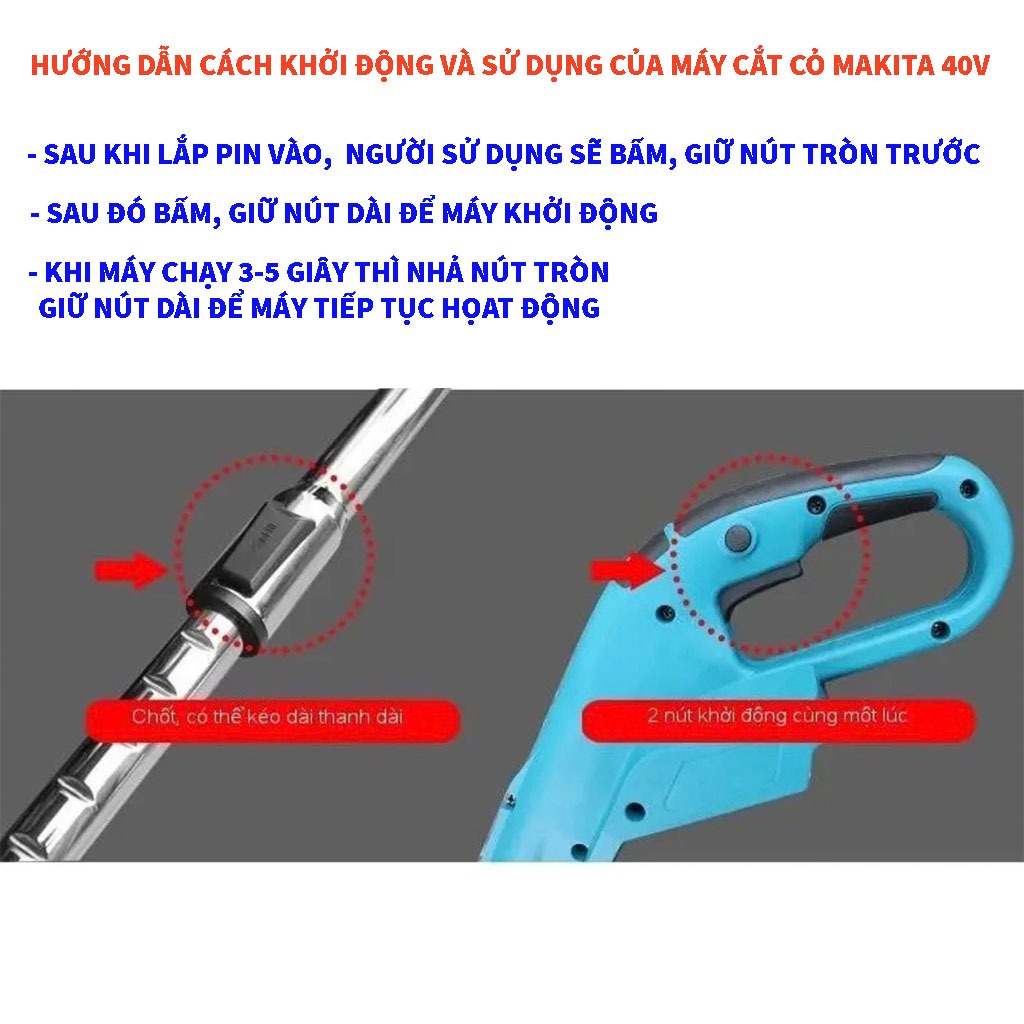 Máy cắt cỏ chạy pin KHÔNG CHỔI THAN, máy cắt cỏ cầm tay mini công suất lớn, có kèm lưỡi cước.