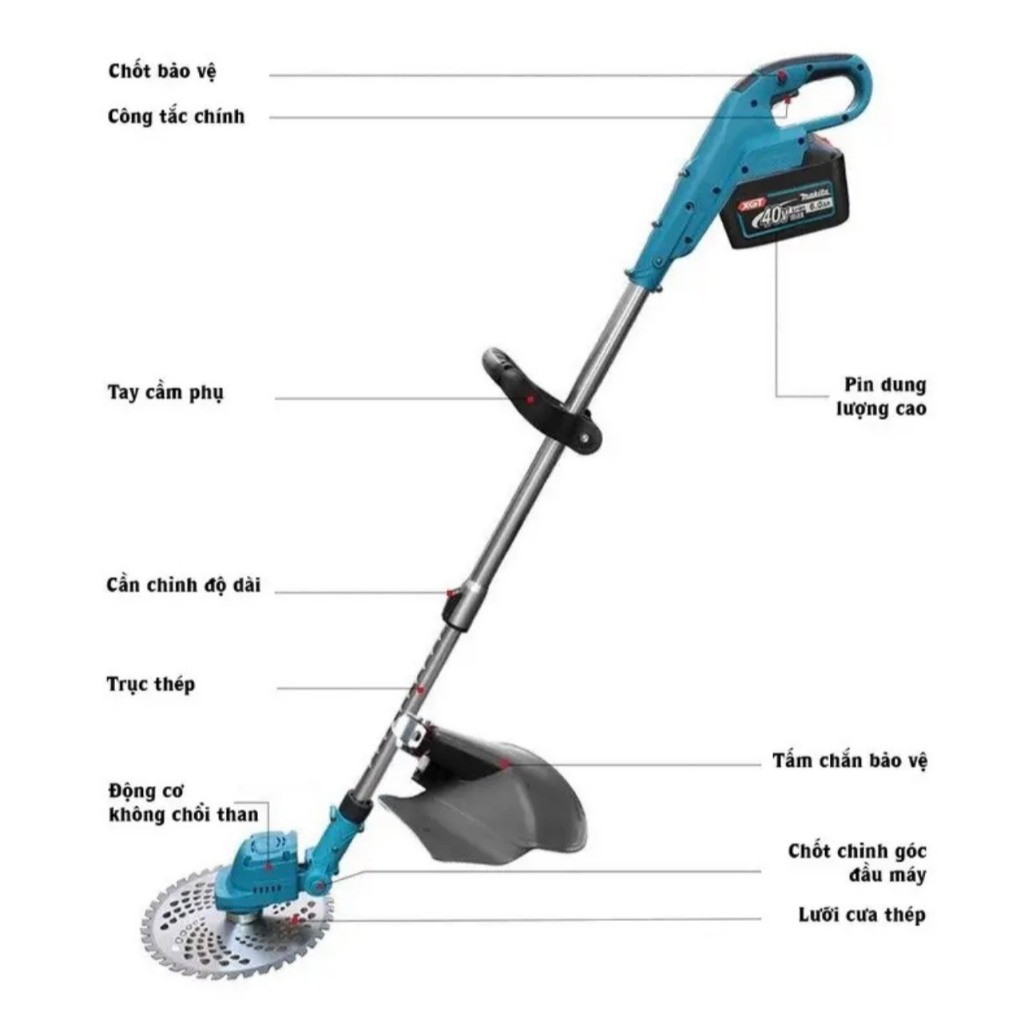 Máy cắt cỏ chạy pin KHÔNG CHỔI THAN, máy cắt cỏ cầm tay mini công suất lớn, có kèm lưỡi cước.