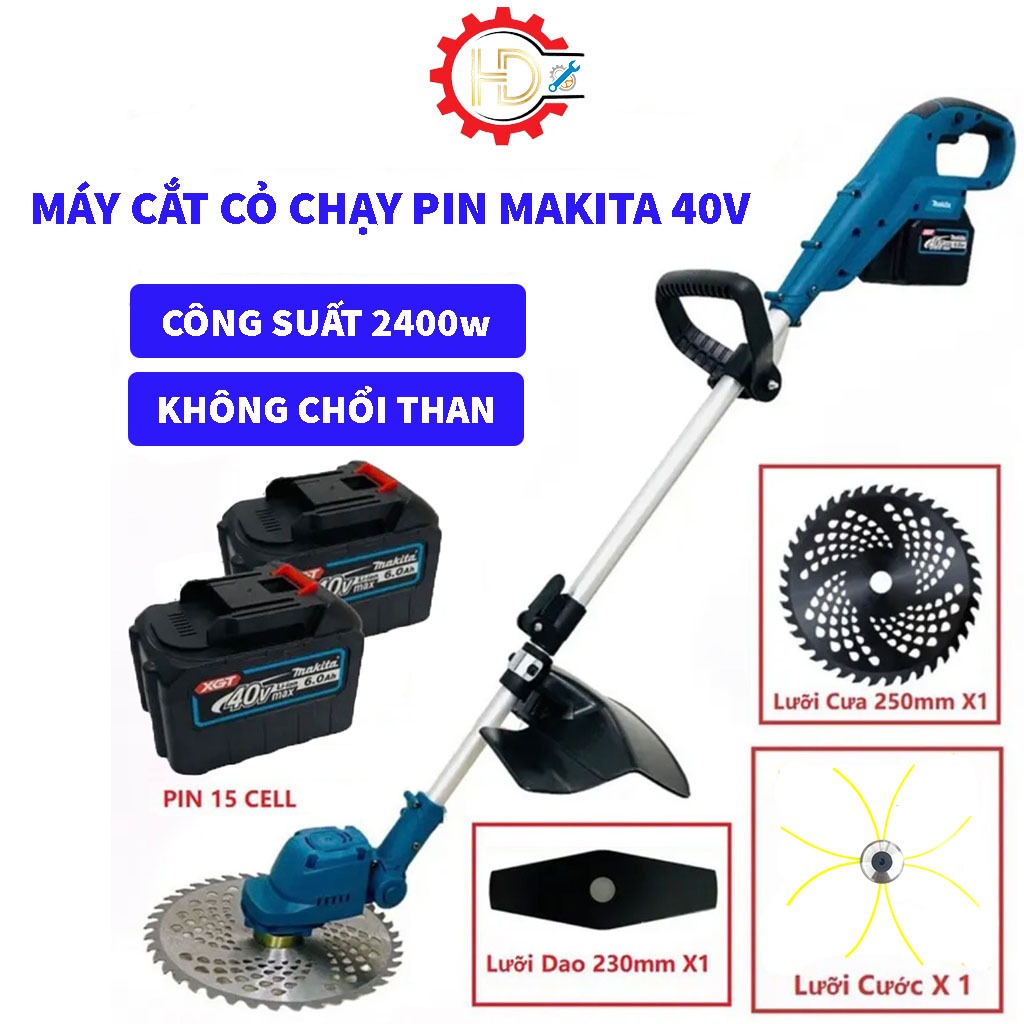 Máy cắt cỏ chạy pin KHÔNG CHỔI THAN, máy cắt cỏ cầm tay mini công suất lớn, có kèm lưỡi cước.
