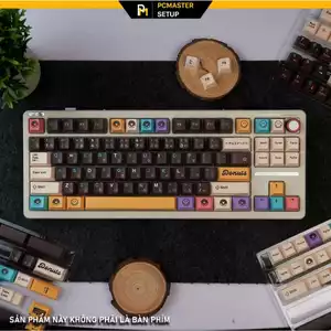 Keycap Donut chất liệu PBT chiều cao cherry profile họa tiết in dyesub có đủ phím cho mọi layout