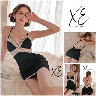 Váy thun cao cấp phối ren chữ V ngực có mút tai thỏ nâng ngực lưng kiểu ( V24 )