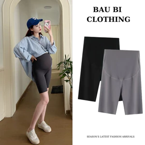 Quần Bầu Legging Đùi Short Quần Bầu Legging Ngố Đùi Chất Zip Hai Da Có Đáp Và Chun Điều Chỉnh Bụng Co Dãn 4 Chiều