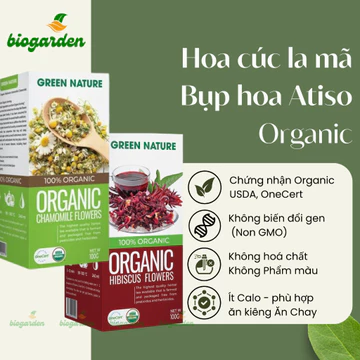 Hoa cúc la mã nguyên bông Hoa bụp Gấm hữu cơ Hibiscus Flowers 100gr Green Nature - Ăn Kiêng - Ăn thực dưỡng