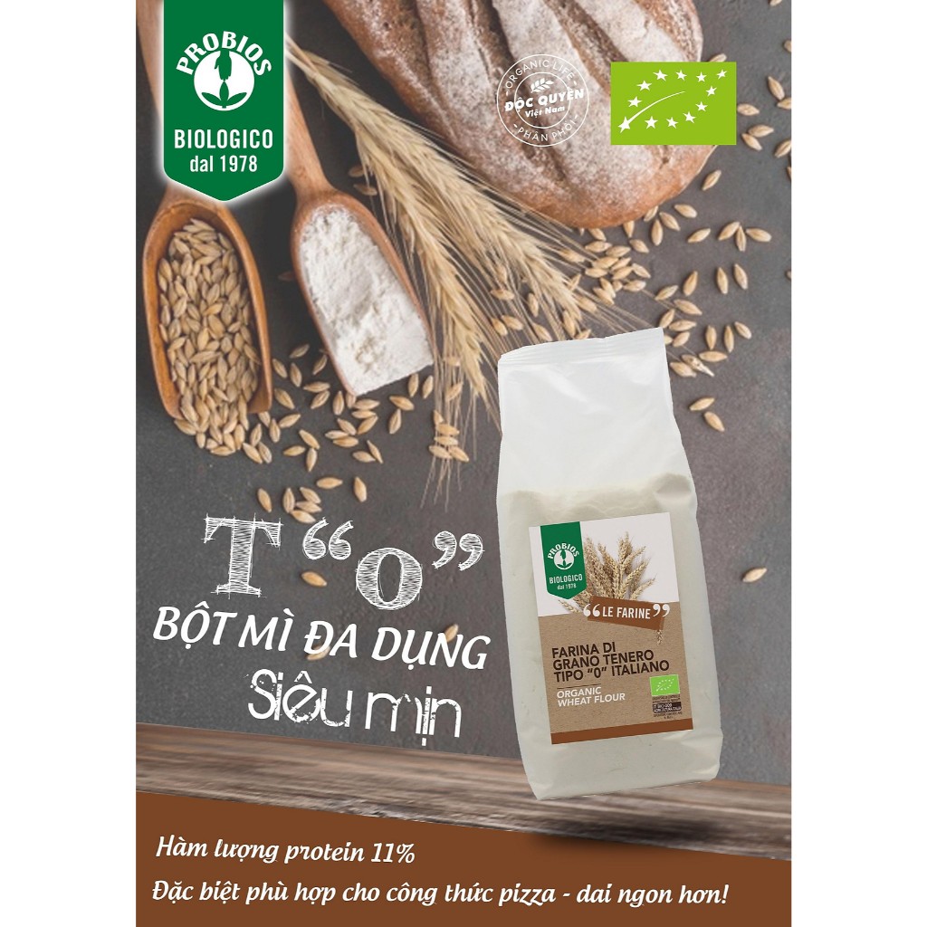Bột mì hữu cơ ProBios Organic WholeMeal Wheat Flour nguyên cám/ đa dụng 1kg