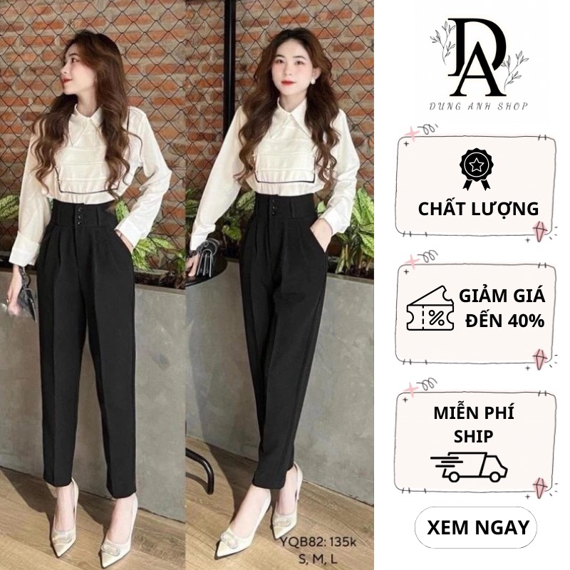 Quần tây nữ Baggy cạp cao bản to 3 cúc  mặc đi làm công sở đi học