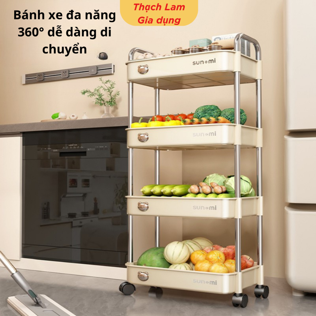 [Tết Cào là có quà]Kệ Đa Năng Sunmix Kệ Để Đồ Nhà Bếp, Đựng Đồ Ăn, Kệ Spa Có Bánh Xe Di Chuyển Tiện Lợi kichen