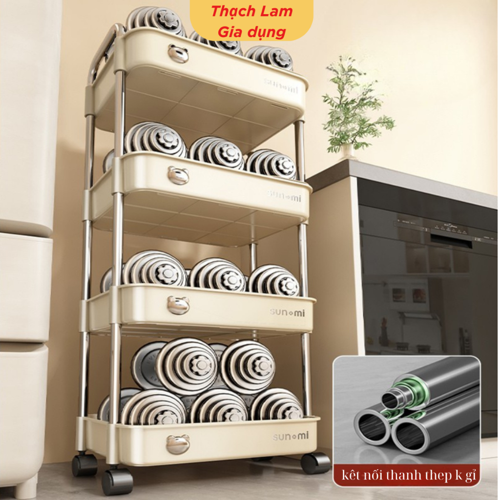 [Tết Cào là có quà]Kệ Đa Năng Sunmix Kệ Để Đồ Nhà Bếp, Đựng Đồ Ăn, Kệ Spa Có Bánh Xe Di Chuyển Tiện Lợi kichen