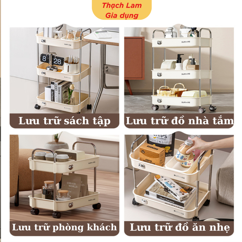 [Tết Cào là có quà]Kệ Đa Năng Sunmix Kệ Để Đồ Nhà Bếp, Đựng Đồ Ăn, Kệ Spa Có Bánh Xe Di Chuyển Tiện Lợi kichen