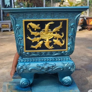 Khuôn chậu vuông 65 ABS chân liền, hoa văn tùy chọn (tùng, cúc, trúc, mai); cửu ngư quần hội, chữ tài lộc thư pháp