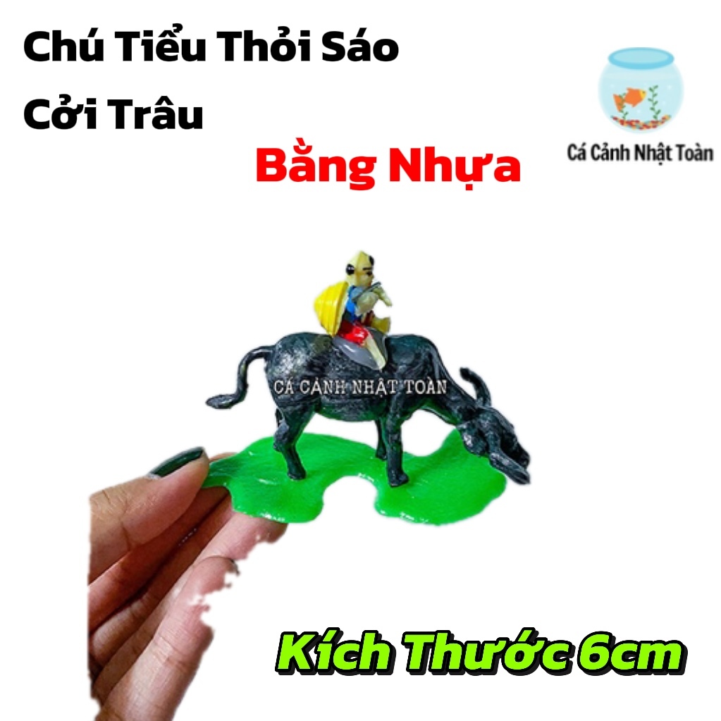 CHÚ TIỂU CỞI TRÂU BẰNG NHỰA TRANG TRÍ BỂ CÁ NON BỘ 6CM