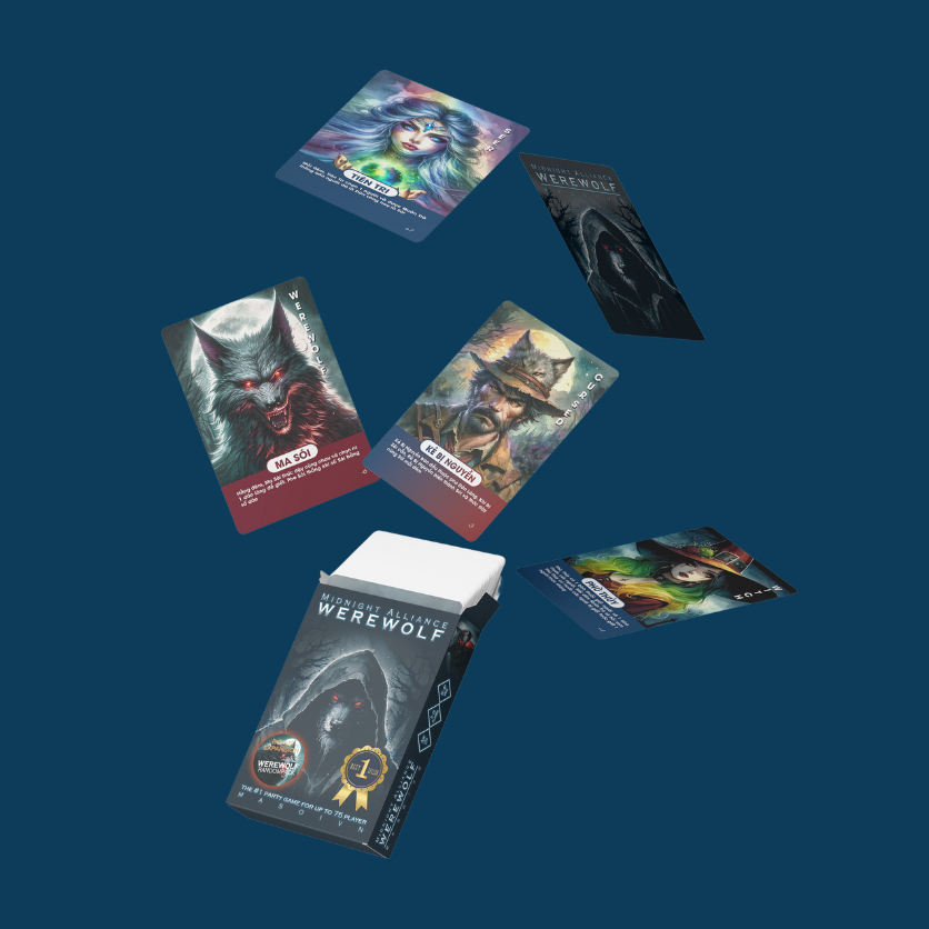 Bộ Bài Ma Sói Midnight 21 Lá Giấy Cứng Nhỏ Gọn Dễ Mang Theo Cho Học Sinh Board Game THE KAS