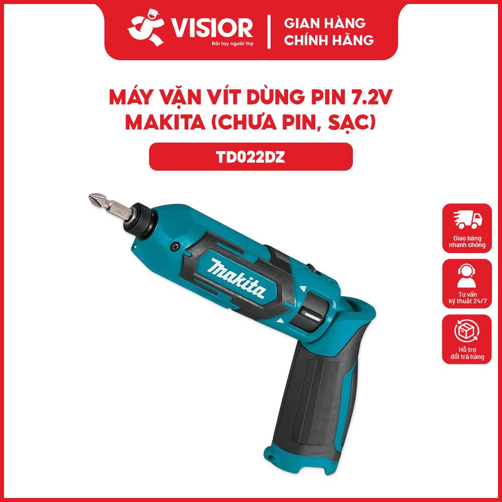 Máy vặn vít dùng pin 7.2V Makita TD022DZ, nhỏ gọn chính hãng