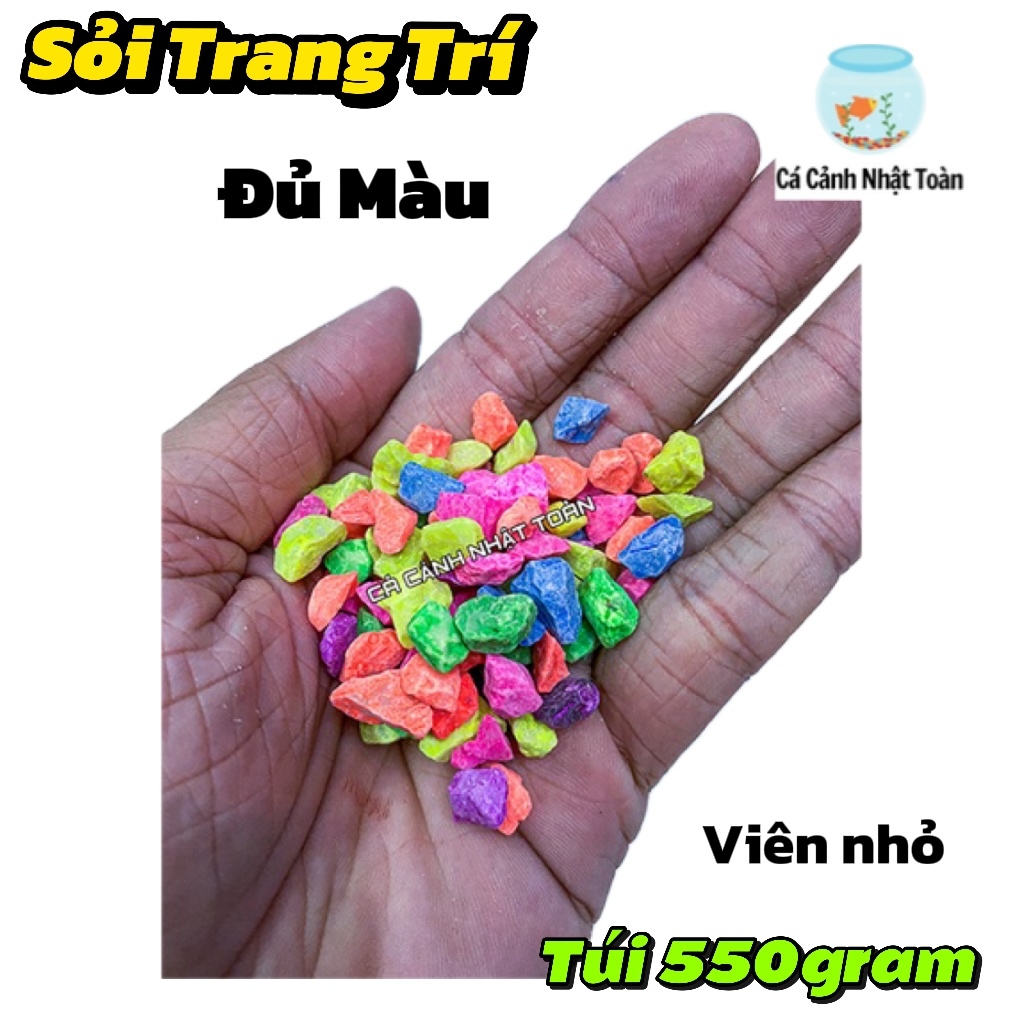 ĐÁ TRANG TRÍ HỒ CÁ NON BỘ ĐỦ MÀU VIÊN NHỎ 550G