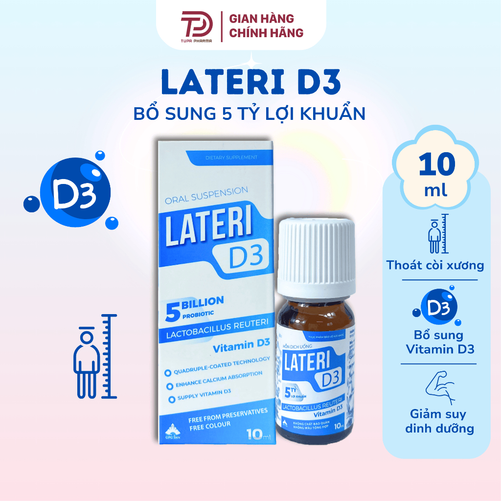 Lateri D 3 bổ sung vitamin và 5 tỷ lợi khuẩn cho bé phân phối chính ...