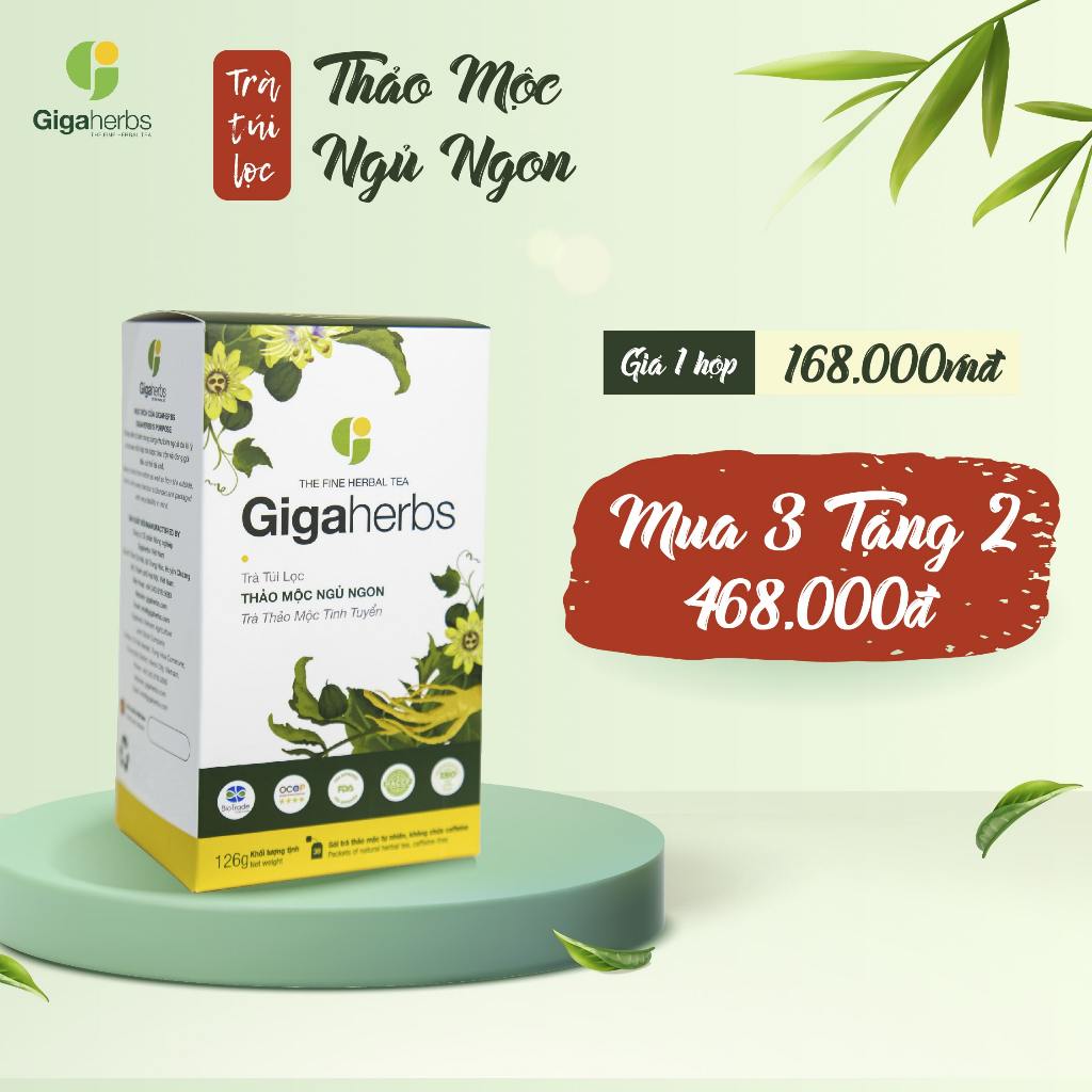 Trà Thảo Mộc Ngủ Ngon Gigaherbs - Hỗ Trợ Nâng Cao Chất Lượng Giấc Ngủ, Giảm Căng Thẳng Mệt Mỏi - Sản Phẩm Chính Hãng