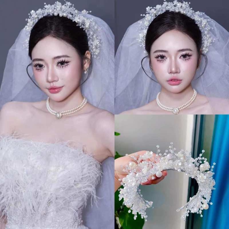 Bờm cài tóc cô dâu hạt trai MT1211