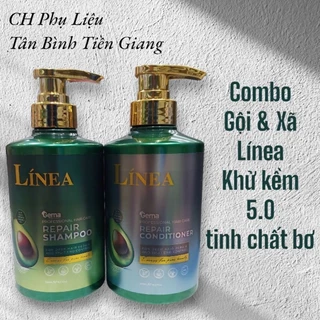 ( có bán lẻ chai ) Combo Gội + Xả Khử Kiềm 5.0 Tinh Chất Bơ Línea - Dạng Chai 500ml *2