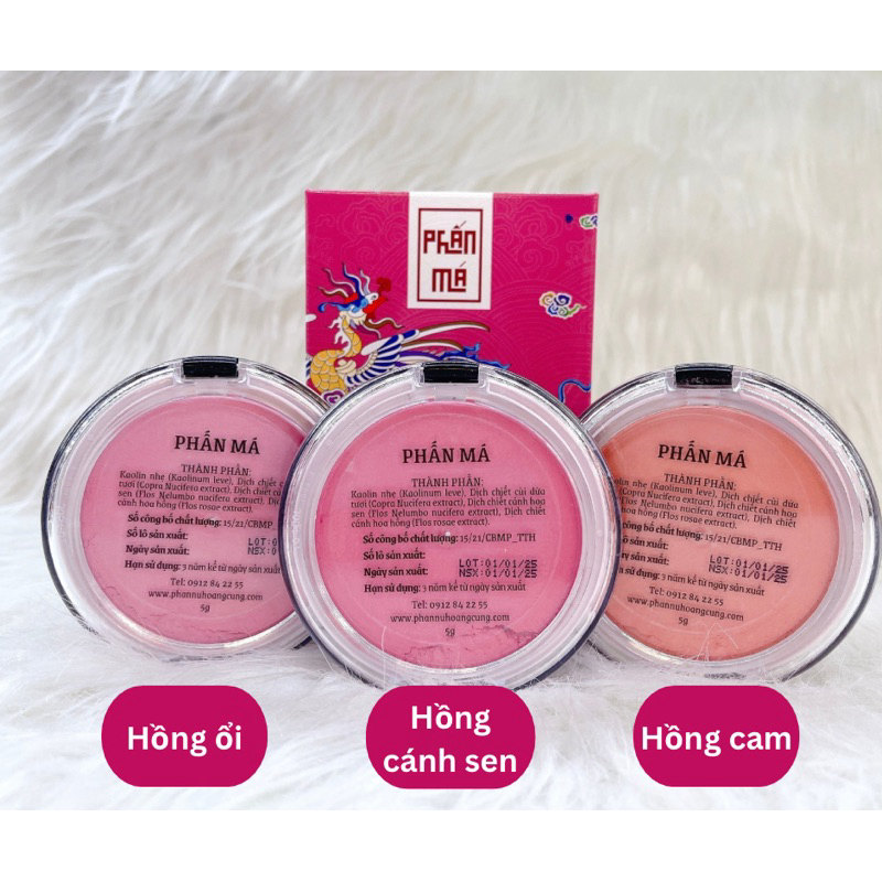 Ảnh Phấn Má Hồng dạng bột Phấn Nụ Hoàng Cung màu hồng cánh sen/ hồng ổi/ hồng cam 5g 1
