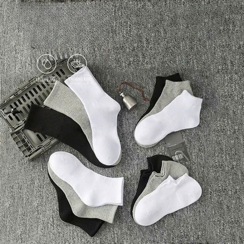 Tất vớ nam nữ tone màu đơn giản phong cách Hàn Quốc, chất liệu cotton co giãn thoáng khí - Ekiu Shop