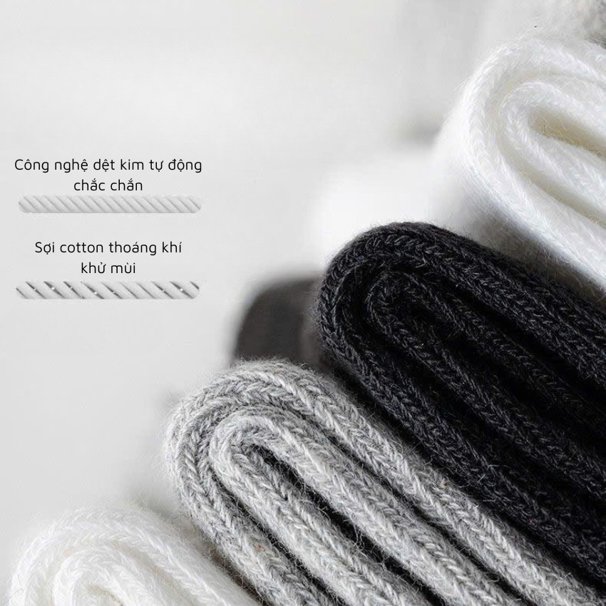 Tất vớ nam nữ tone màu đơn giản phong cách Hàn Quốc, chất liệu cotton co giãn thoáng khí - Ekiu Shop