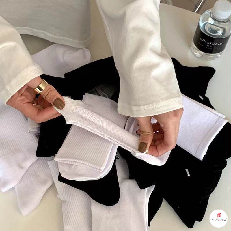 Tất vớ nam nữ tone màu đơn giản phong cách Hàn Quốc, chất liệu cotton co giãn thoáng khí - Ekiu Shop