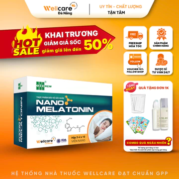 [DATE 12/2026][MUA 1 TẶNG 1] NANO MELATONIN - Hỗ Trợ Cải Thiện Tình Trạng Mất Ngủ, Giúp Ngủ Ngon, Ngủ Sâu Giấc Hộp 3 Vỉ