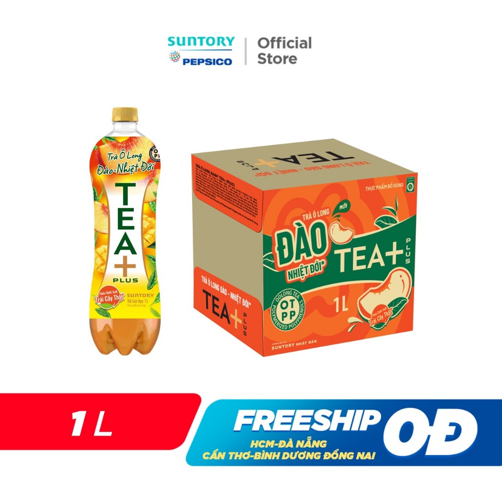 [VC 15%] [NEW]Thùng 12 Chai Trà Ô Long Tea+ Đào Trái Cây Nhiệt Đới (1L ...