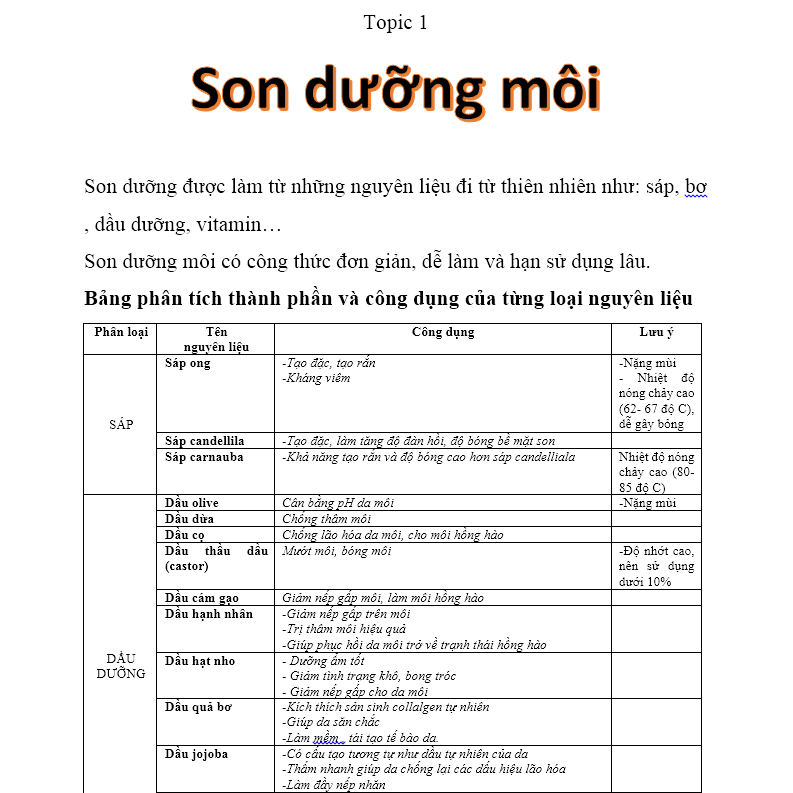 TÀI LIỆU LÀM SON HANDMADE