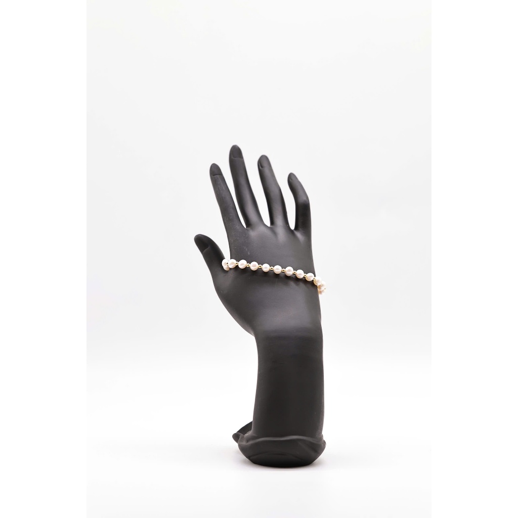 VT108 - Vòng tay bạc ngọc trai nước ngọt 7-8 li mạ vàng 18K, dây rút free size, Forever Young Pearl- Quà tặng 20/10