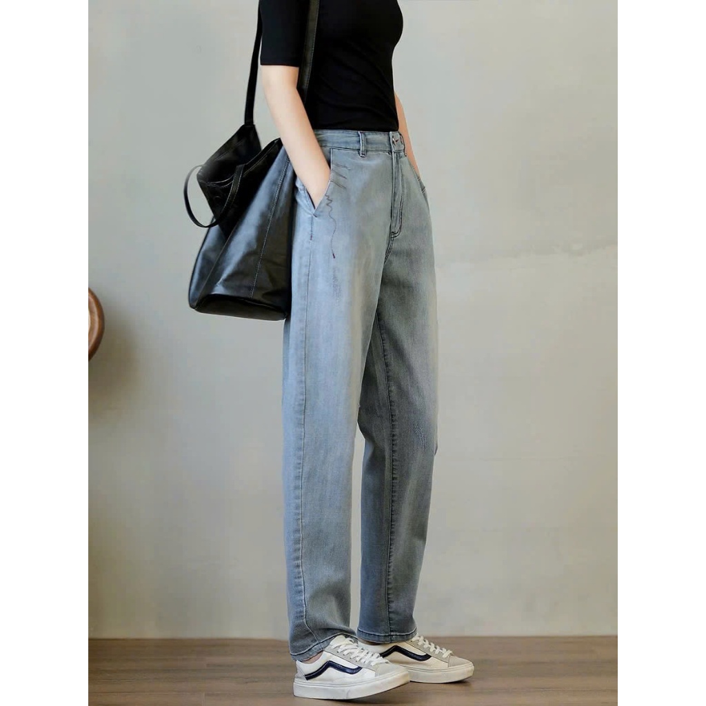 Quần Jeans nữ Quần dáng baggy thoải mái vận động, thiết kế tối giản không kén người, trẻ trung phong cách 1102