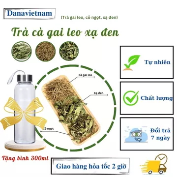 Trà cà gai leo xạ đen cỏ ngọt, tặng bình 300ml (cà gai leo, cỏ ngọt, xạ đen) Danavietnam mát gan, thanh nhiệt 10,20,30