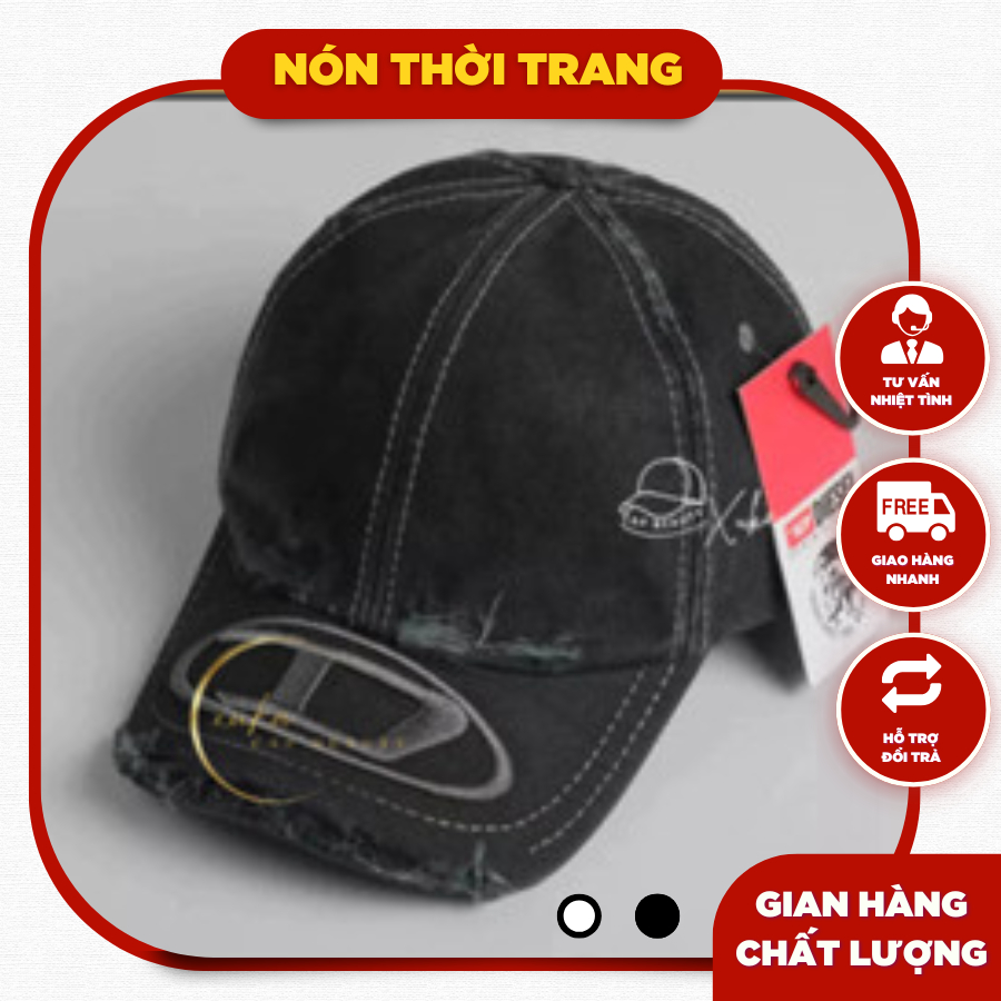 ( Video ) Mũ nón kết / nón lưỡi trai jean Diesel rách bụi siêu nét thêu ...