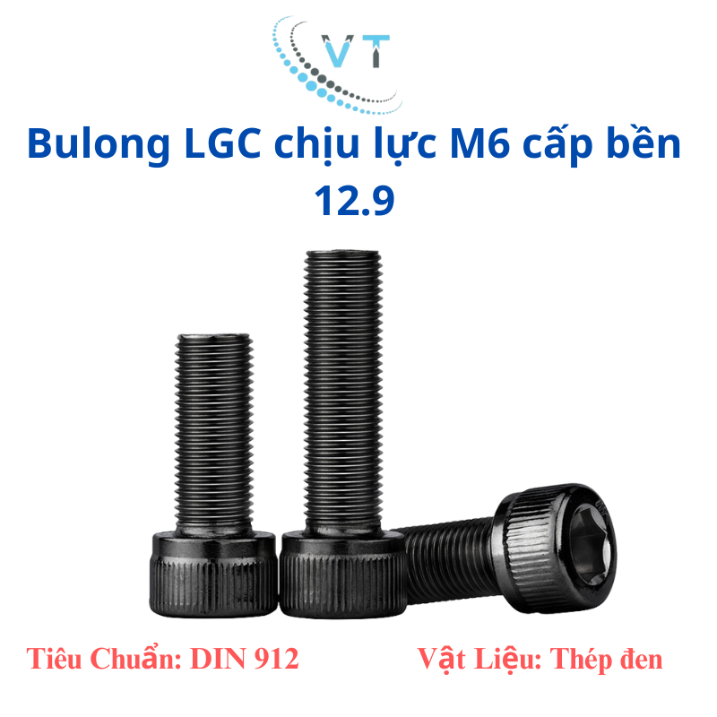 Bulong lục giác chìm đầu trụ thép đen M6 đủ size 10mm - 150mm (set 50 con - 10 con - 5 con)