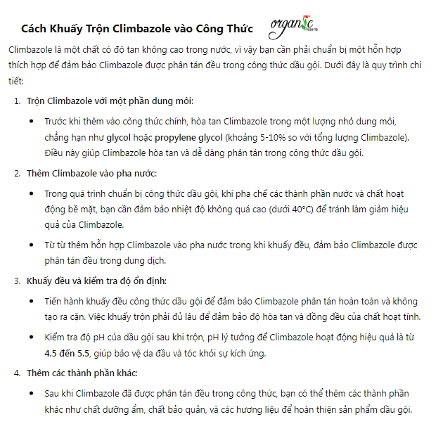 CLIMBAZOLE - HOẠT CHẤT GIẢM GÀU, NGỨA