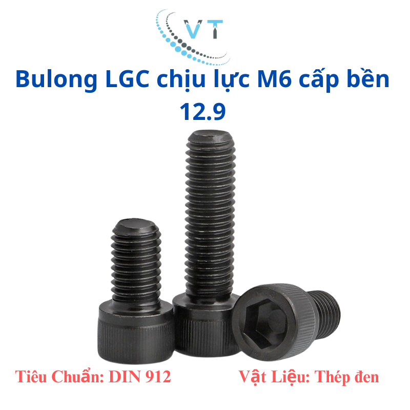 Combo 50 con bulong lục giác chìm đầu trụ cấp bền 12.9 M6 110mm-150mm
