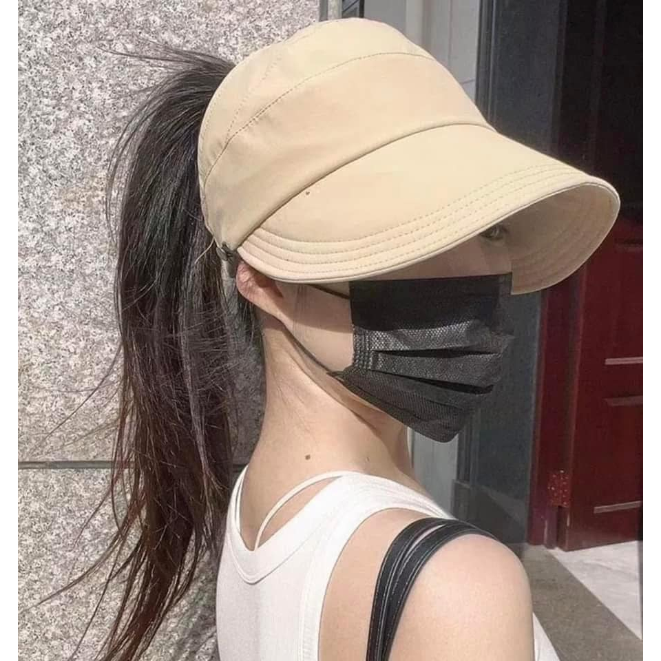 MŨ CHỐNG NẮNG NỬA ĐẦU HÀN QUỐC CÓ MÓC ĐEO KHẨU TRANG TIỆN DỤNG