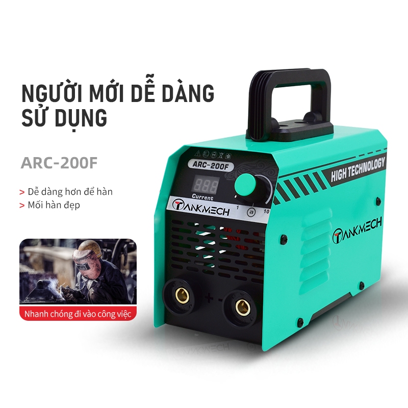 Máy hàn điện tử TANKMECH ARC-200F Chính hãng tặng kèm mặt nạ hàng cao cấp Bảo hành 12 tháng kéo que 3.2