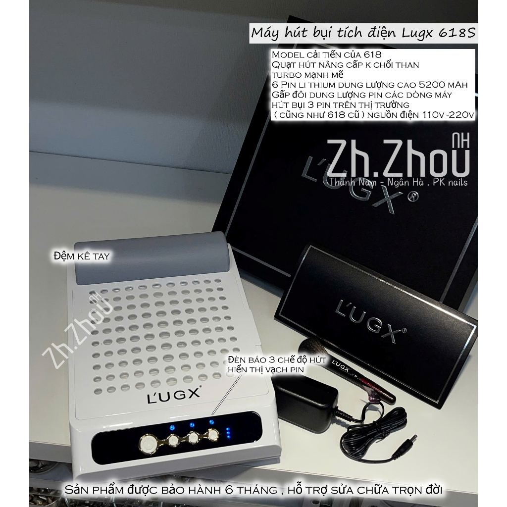 Máy hút bụi tích điện Lugx 618s , máy hút bụi nail, máy hút bụi lugx, hút bụi làm móng tay, bảo hành 6 tháng