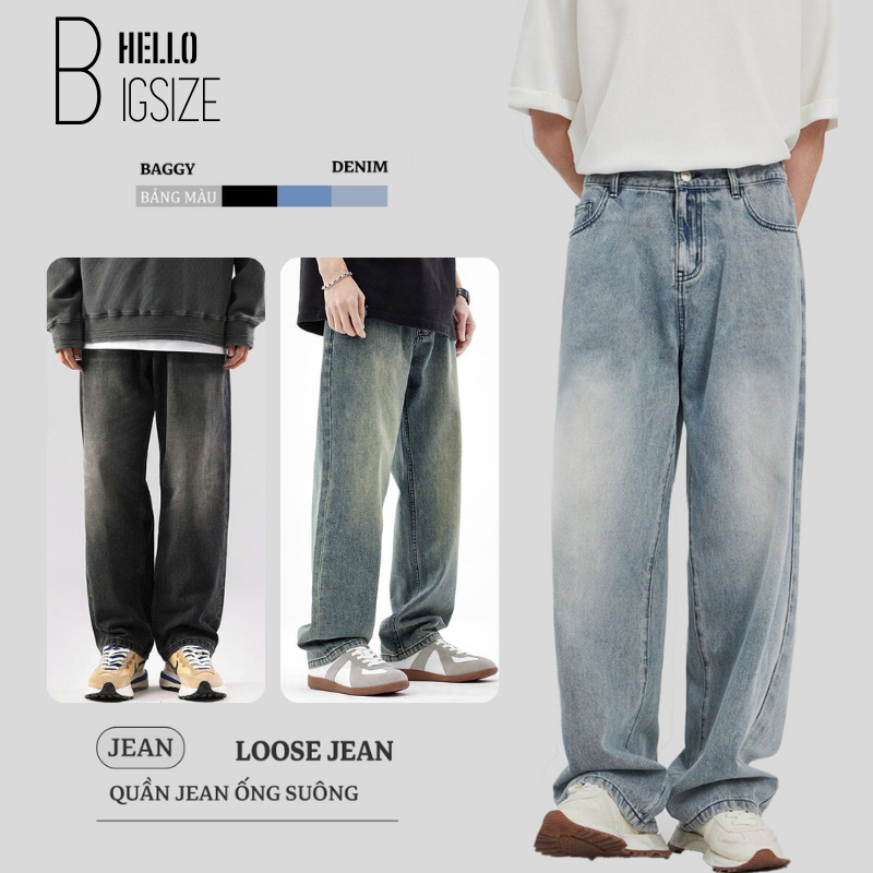 [ 38kg-120kg ] HELLO BIGSIZE - Quần Jean Nam Ống đứng Suông Wash Màu ...