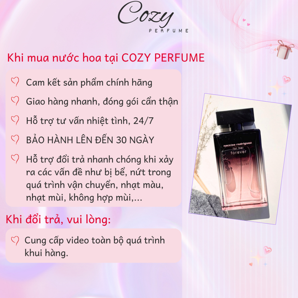Nước hoa nữ Narciso Rodriguez for Her Forever Chiết 5ml/10ml Hương thơm Sang trọng - Cozy Perfume