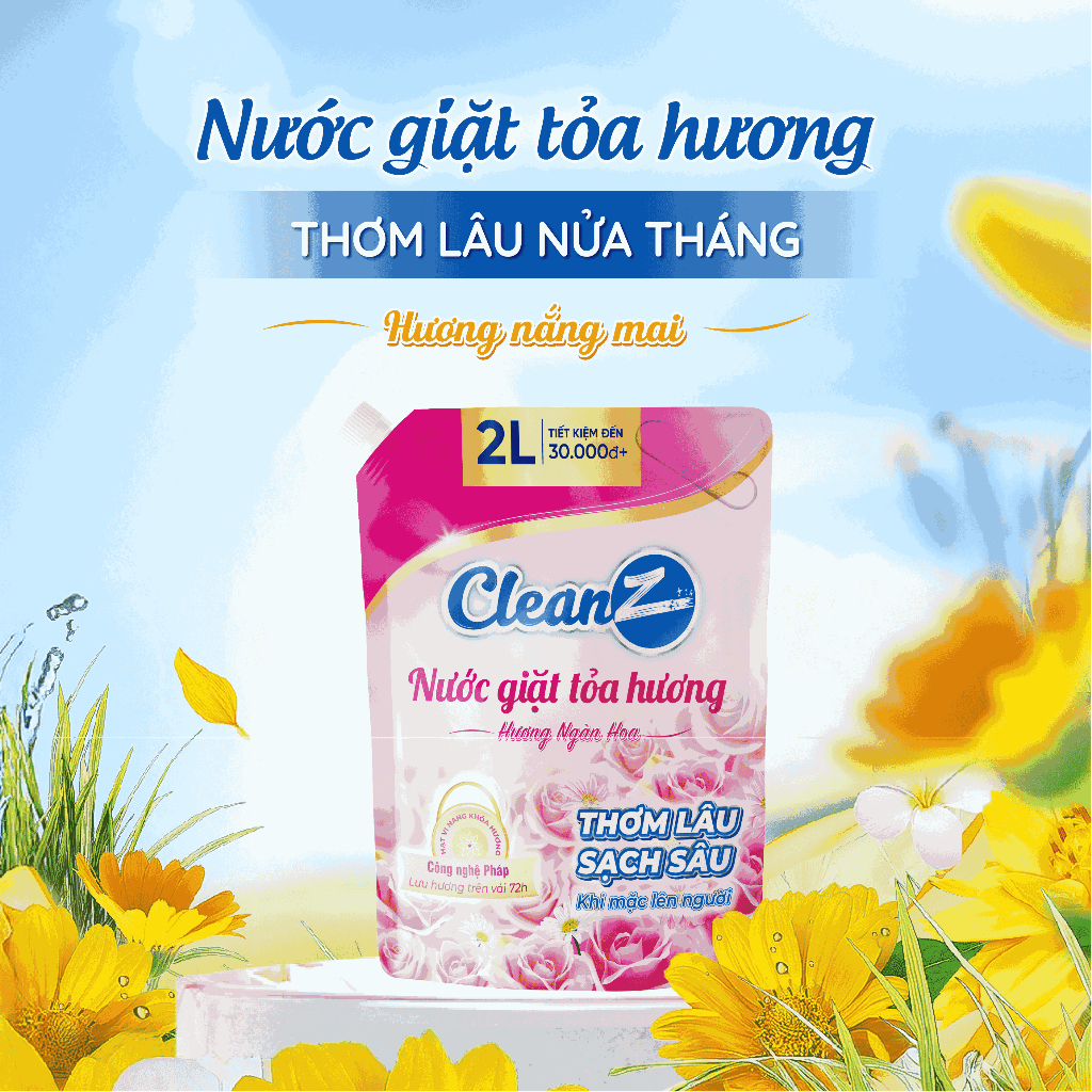 Ảnh Nước giặt xả tỏa hương CleanZ đánh bay vết bẩn, hương thơm mềm mại 2L (Túi) 3