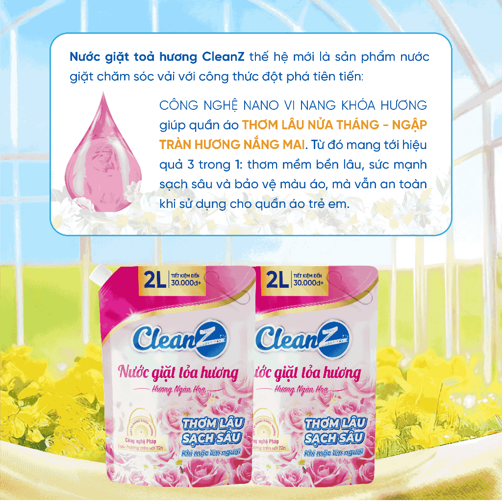 Ảnh Nước giặt xả tỏa hương CleanZ đánh bay vết bẩn, hương thơm mềm mại 2L (Túi) 4