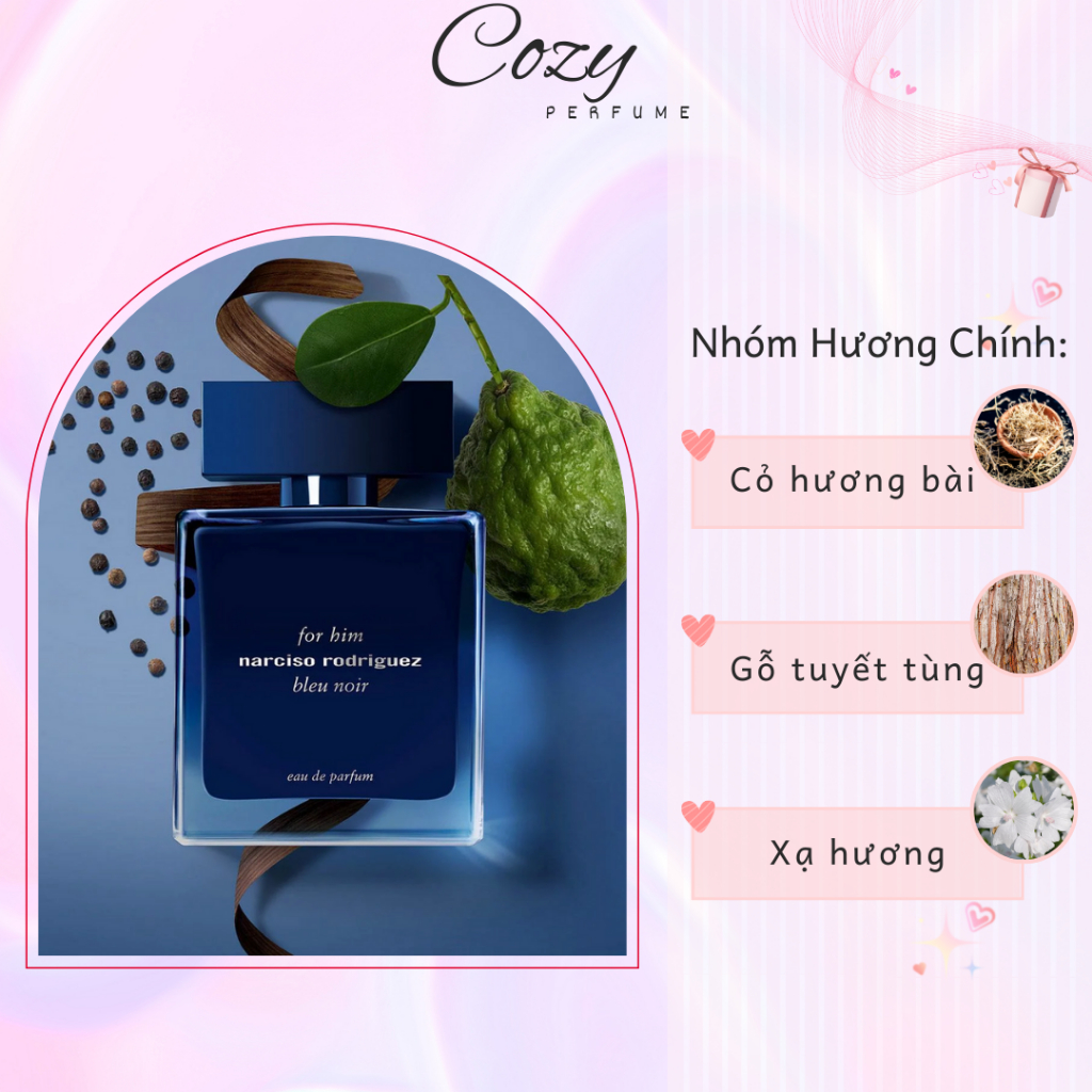 Nước hoa nam Narciso For Him Bleu Noir Chiết 5ml/10ml Hương thơm Sang trọng, Gợi cảm - Cozy Perfume