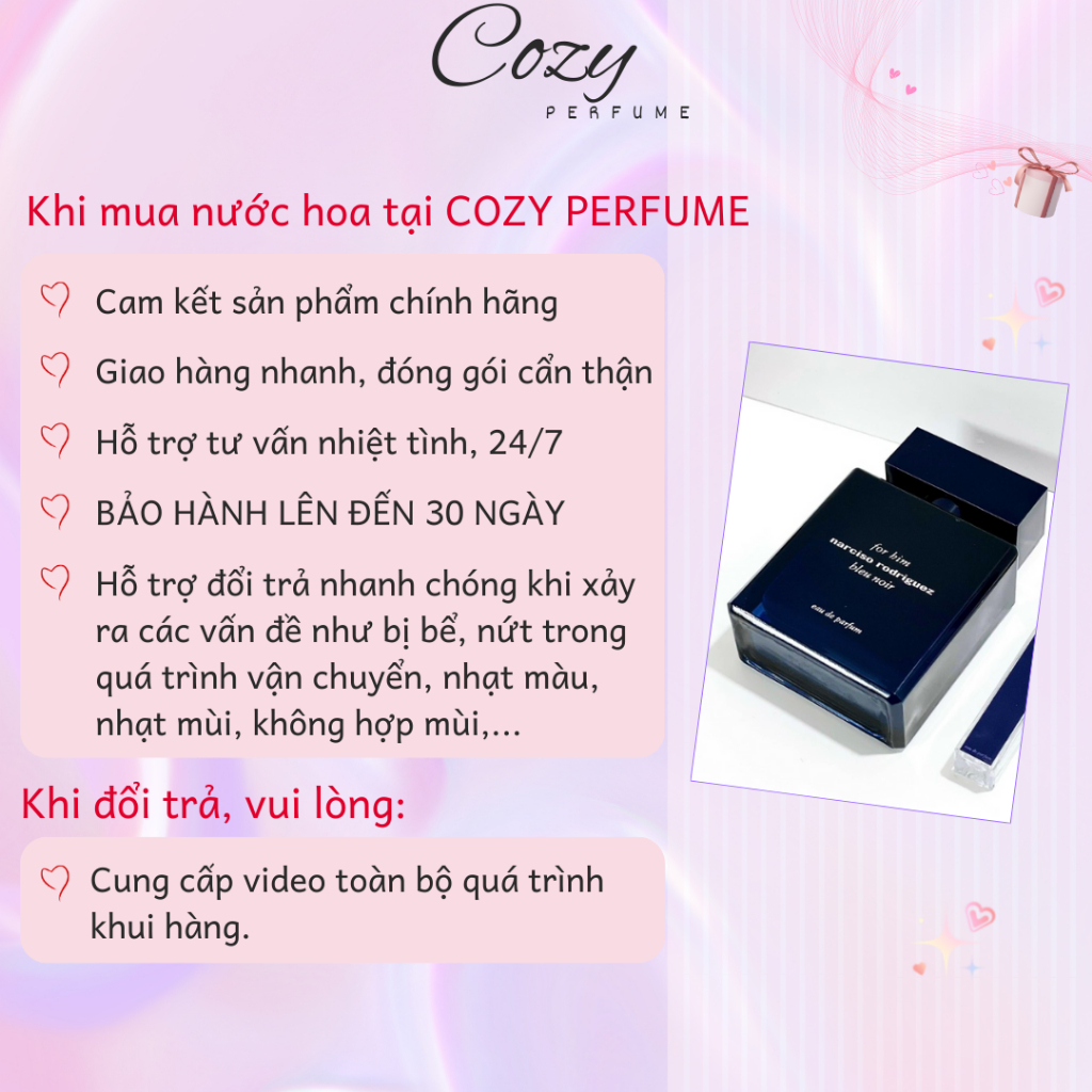 Nước hoa nam Narciso For Him Bleu Noir Chiết 5ml/10ml Hương thơm Sang trọng, Gợi cảm - Cozy Perfume
