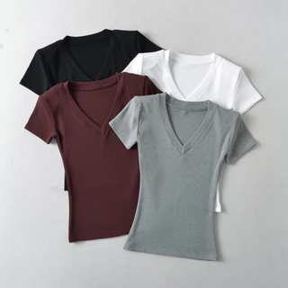 [VẢI MỊN] ÁO CỘC TAY CỔ TIM vải COTTON BOZIP co giãn 4 chiều ôm body siêu tôn dáng nữ m998 Lenogi ngocbichninhhiep