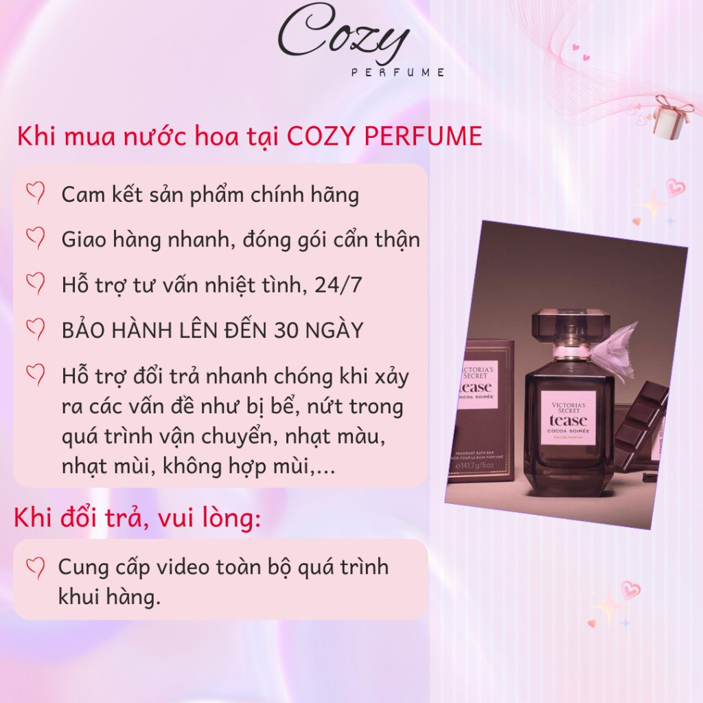 Nước hoa nữ Victoria's Tease Cocoa Soirée Chiết 5ml/10ml Hương thơm Ngọt ngào, Ấm áp - Cozy Perfume