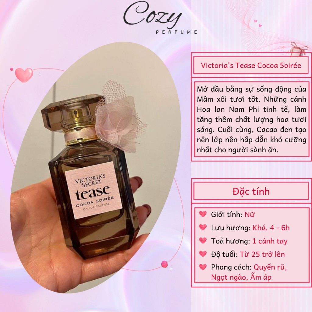 Nước hoa nữ Victoria's Tease Cocoa Soirée Chiết 5ml/10ml Hương thơm Ngọt ngào, Ấm áp - Cozy Perfume