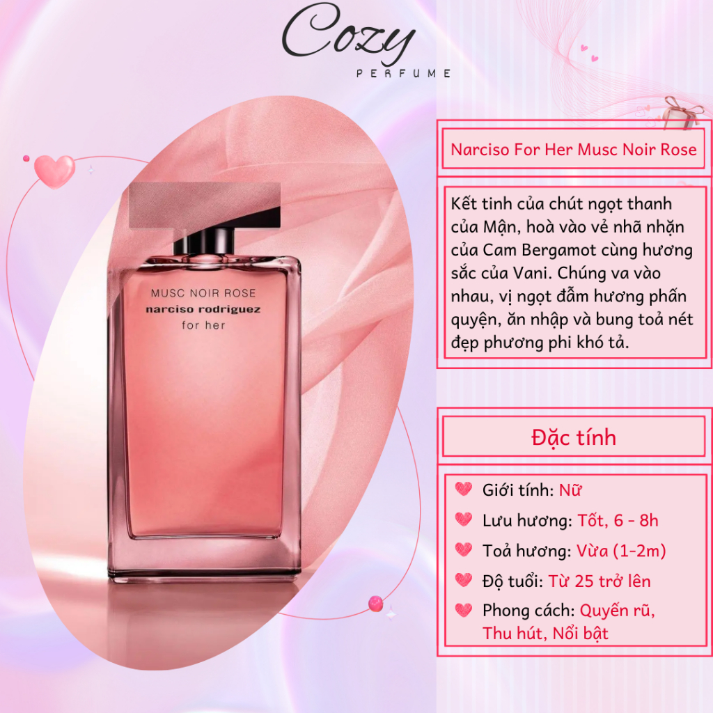 Nước hoa nữ Narciso Rodriguez Musc Noir Rose For Her Chiết 5ml/10ml Hương thơm Quyến rũ-Cozy Perfume