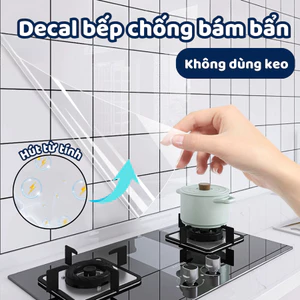 Decal dán bếp từ tính TORO chống bám bẩn, chịu nhiệt tốt, Giấy dán tường trong suốt không dùng keo, dễ dàng vệ sinh
